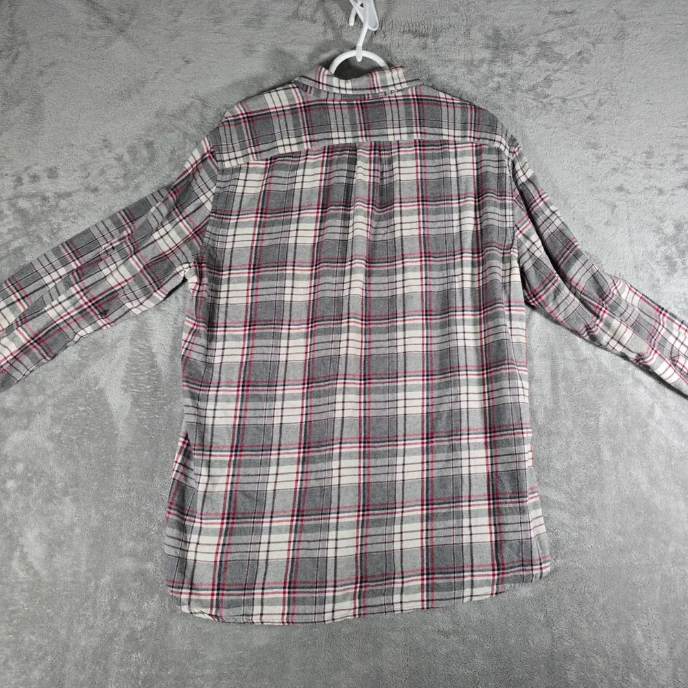 J.Crew Flannel Shirt Slim Fit Plaid Button Up Long Sleeve Gray‎ Red L